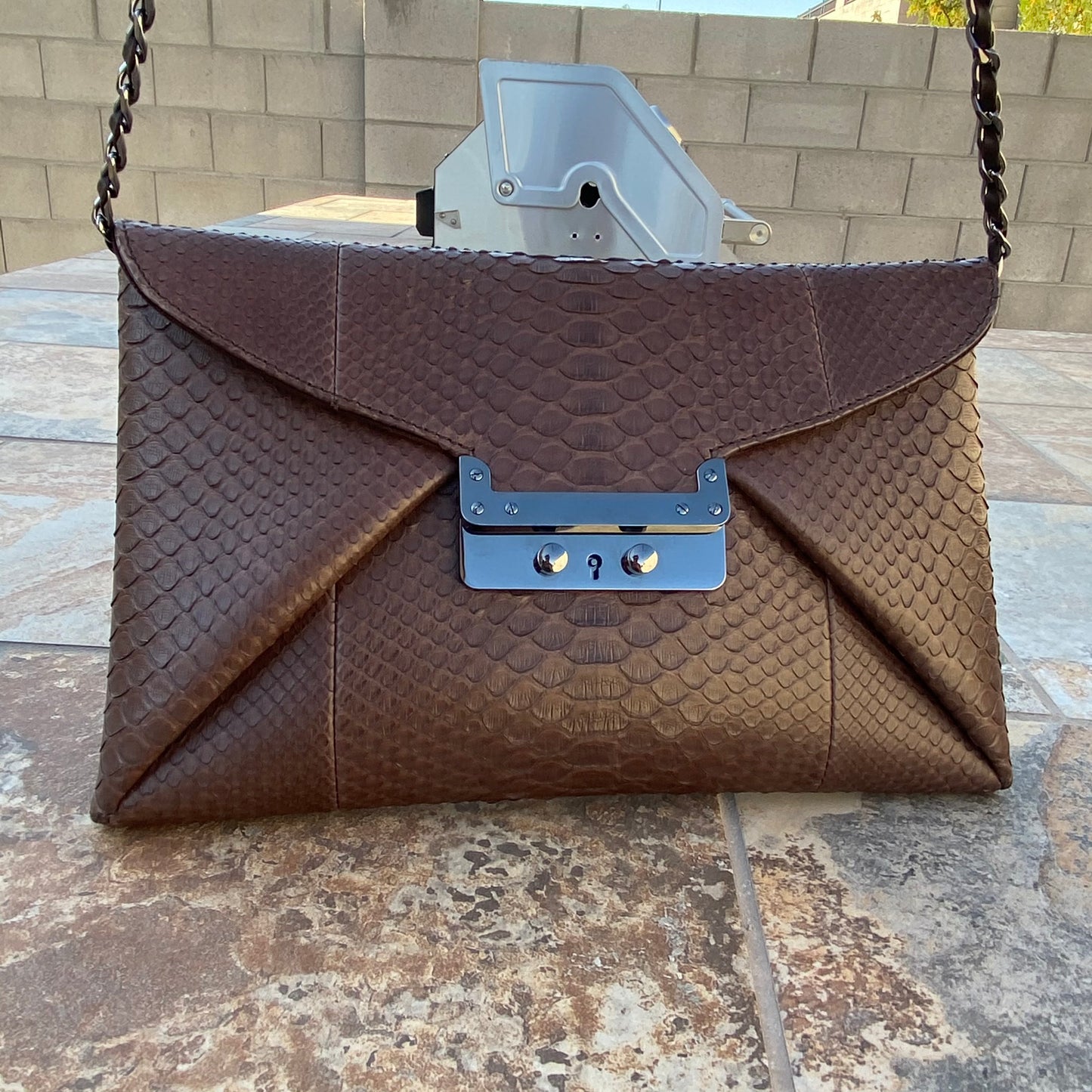 VBH Privé Python Leather Envelope Shoulder Bag