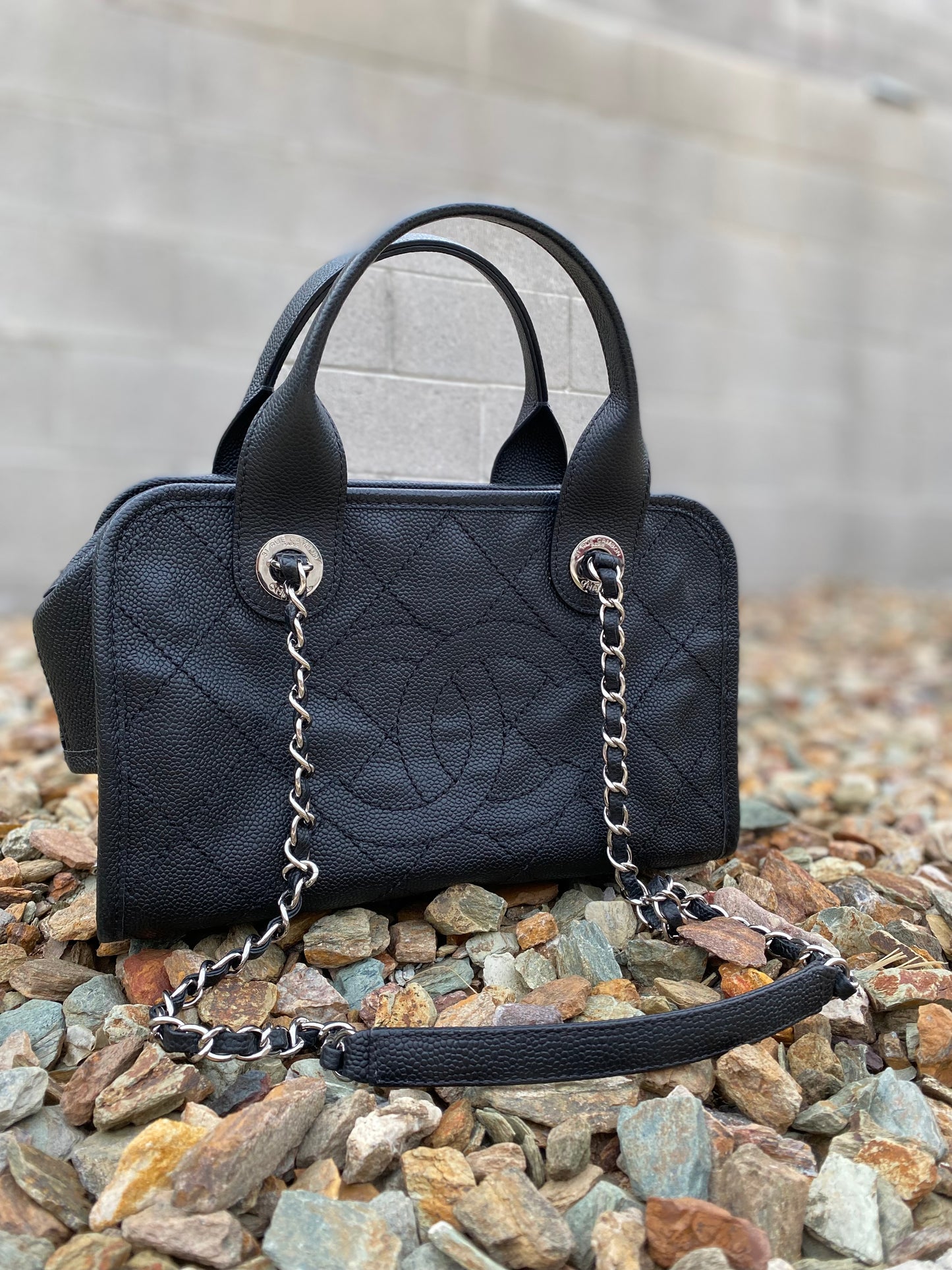 Chanel Small Deauville Caviar Bowling Bag