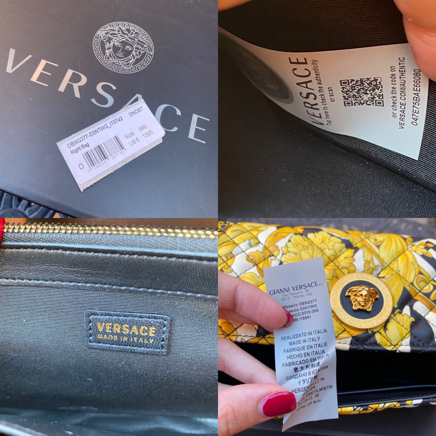Versace Tribute Savage Barocco Quilted Leather Wallet on Chain