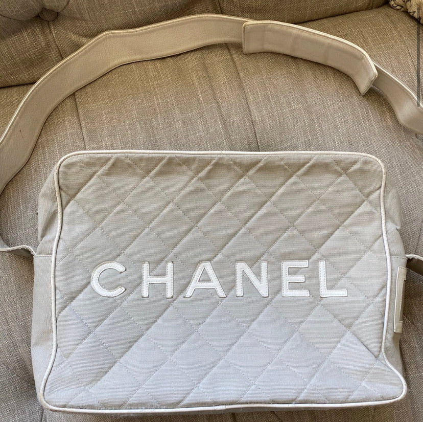 Chanel Quilted Canvas & Leather Monogram Bag