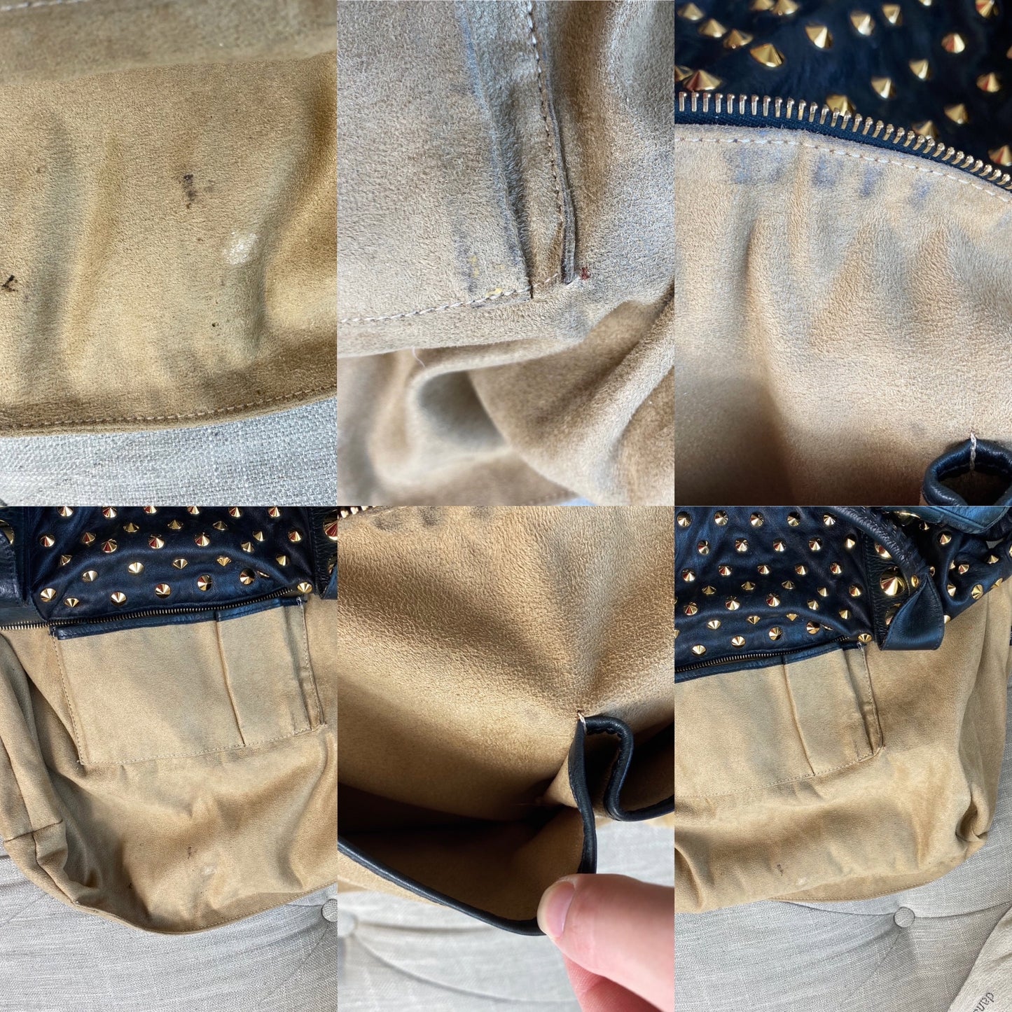 Be&D Garbo Studded Lamb Leather Satchel