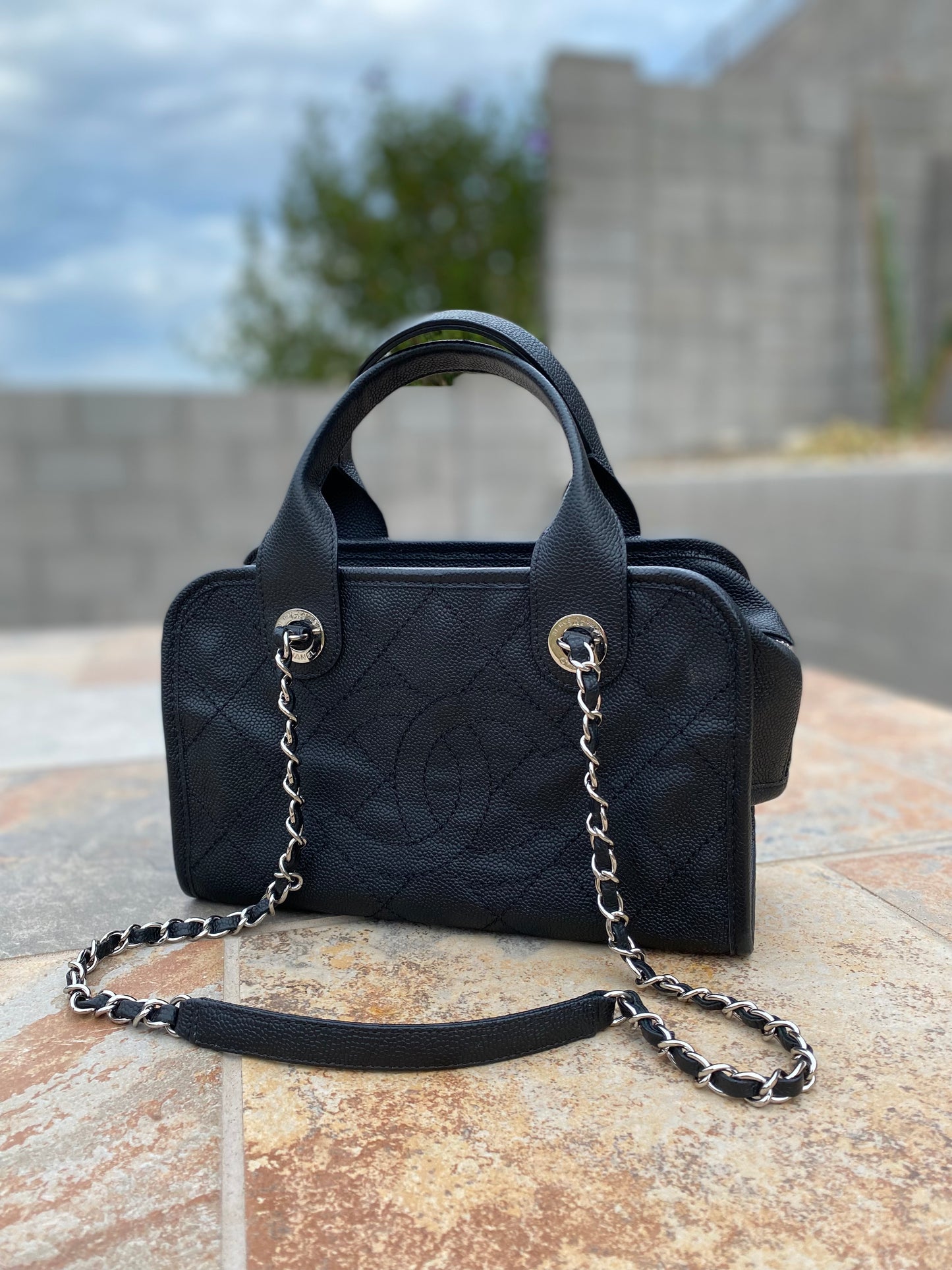 Chanel Small Deauville Caviar Bowling Bag