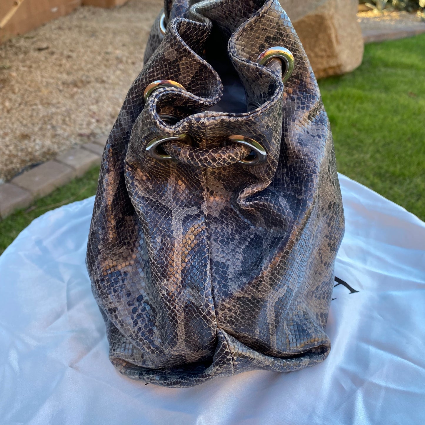 Furla Snakeskin Embossed Leather Bag