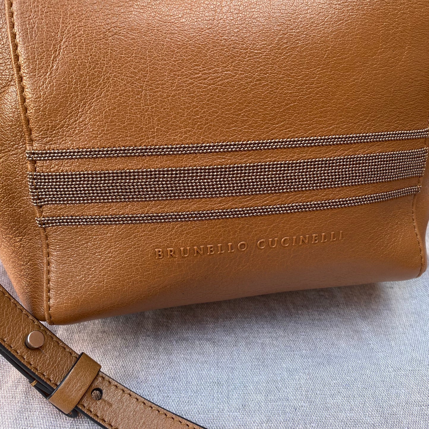 Brunello Cucinelli Monili Beaded Glossy Nappa Leather Tote