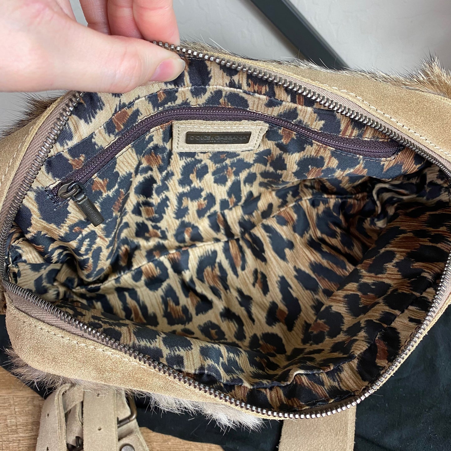 Dolce & Gabbana Vintage Fur Leather Shoulder Bag