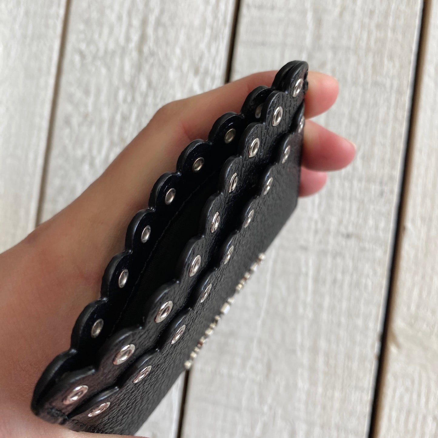 Michael Kors Leather Eyelet Studded Card Holder