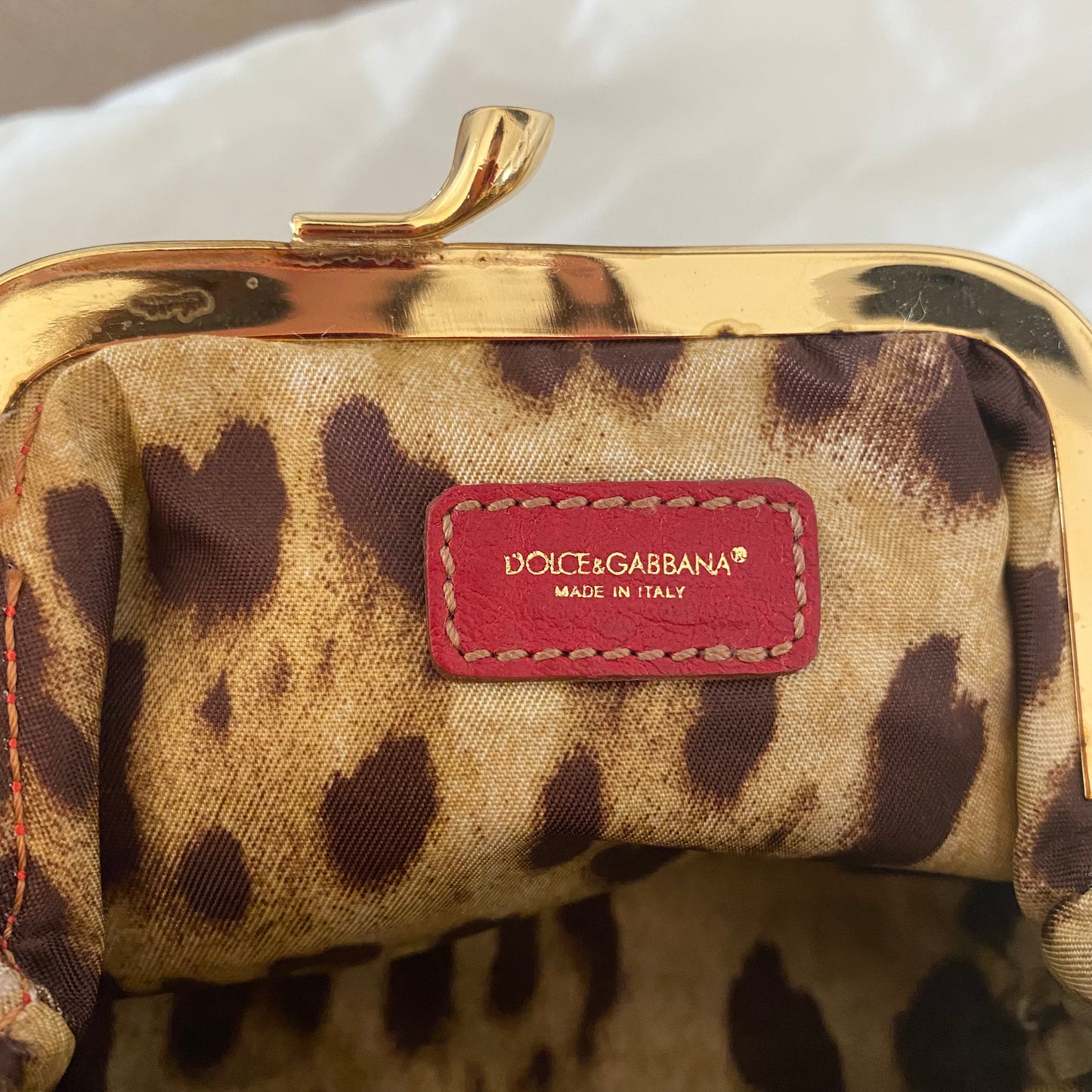 Dolce & Gabbana Leather Kisslock Chain Wristlet