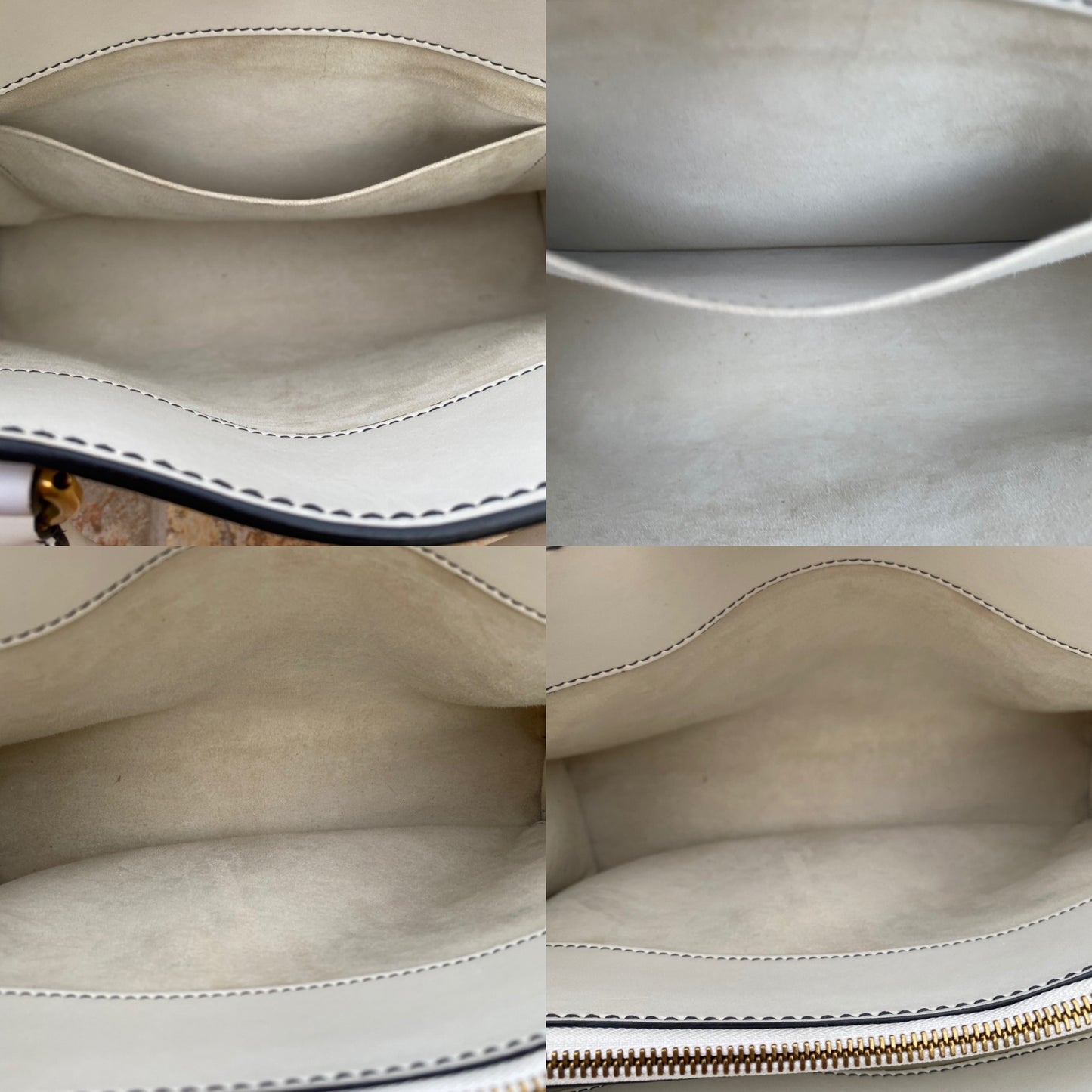 Christian Dior White Leather D-Bee Top Handle Bag