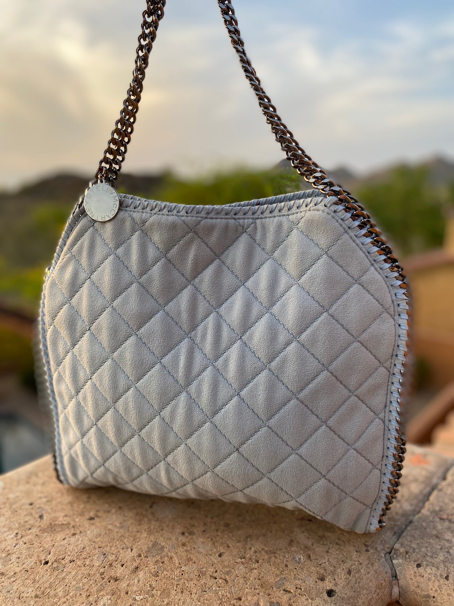Stella McCartney Quilted Vegan Suede Falabella Shoulder Bag