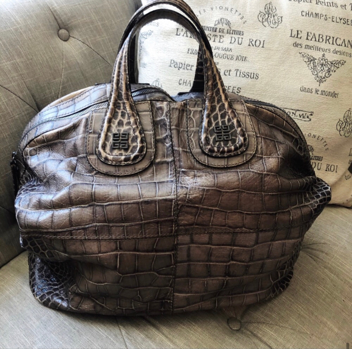 Givenchy Nightingale Crocodile Embossed Leather Bag