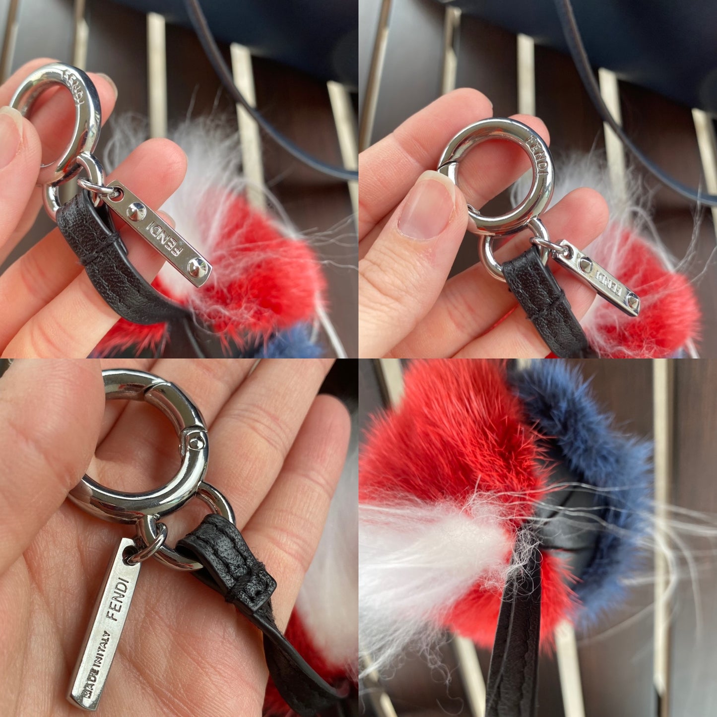 Fendi Pimento Monster Fur & Leather Bug Bag Charm