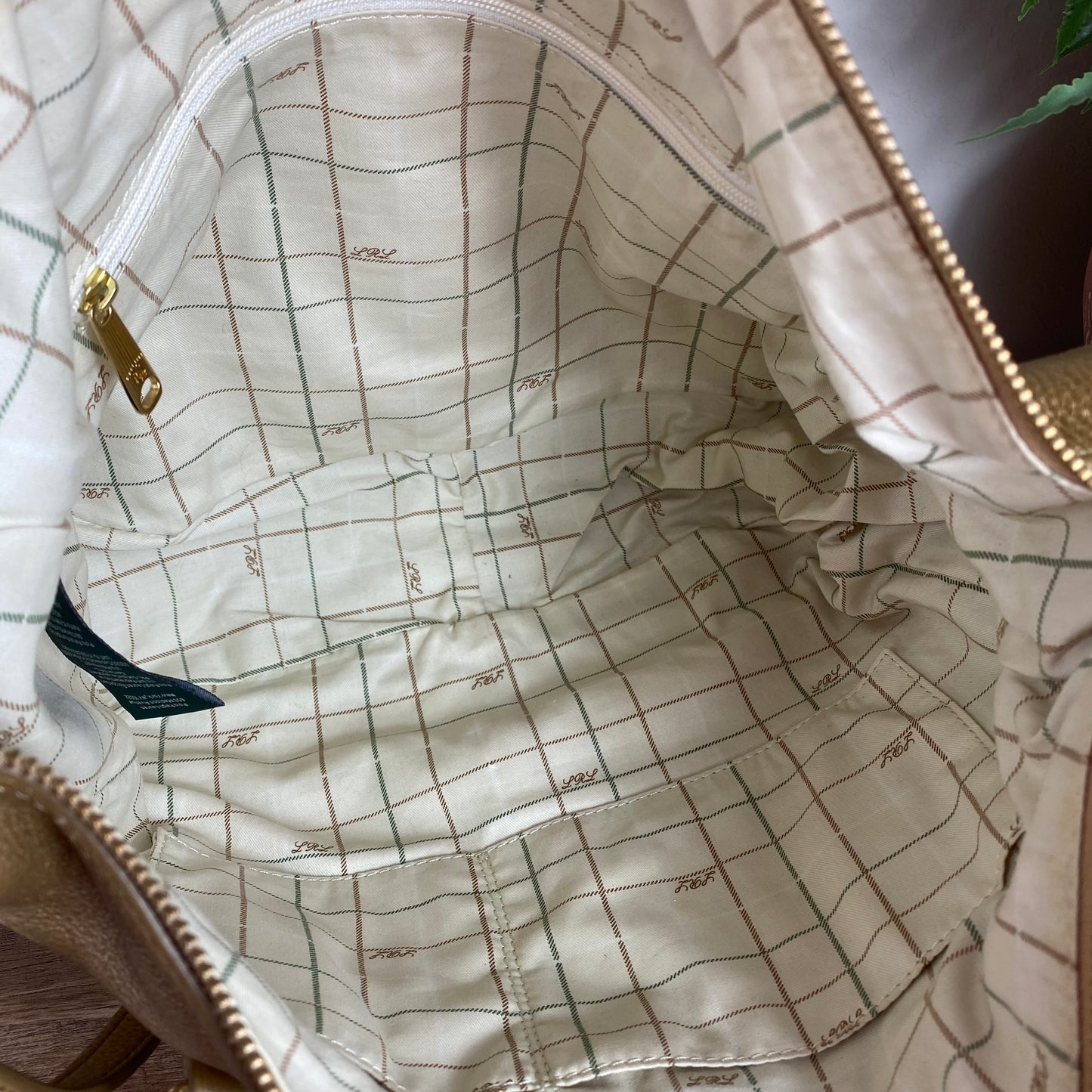 Ralph Lauren Gold Metallic Leather Satchel
