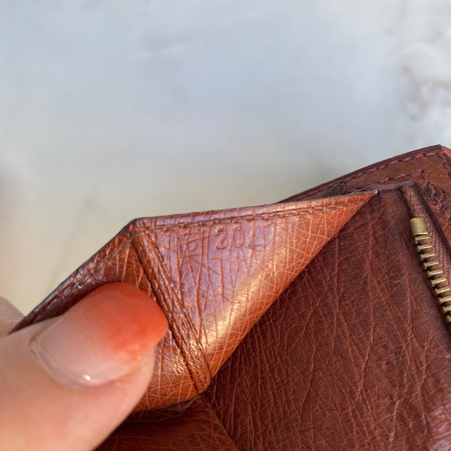 Hermès Bearn Cognac Ostrich Leather Classique Wallet