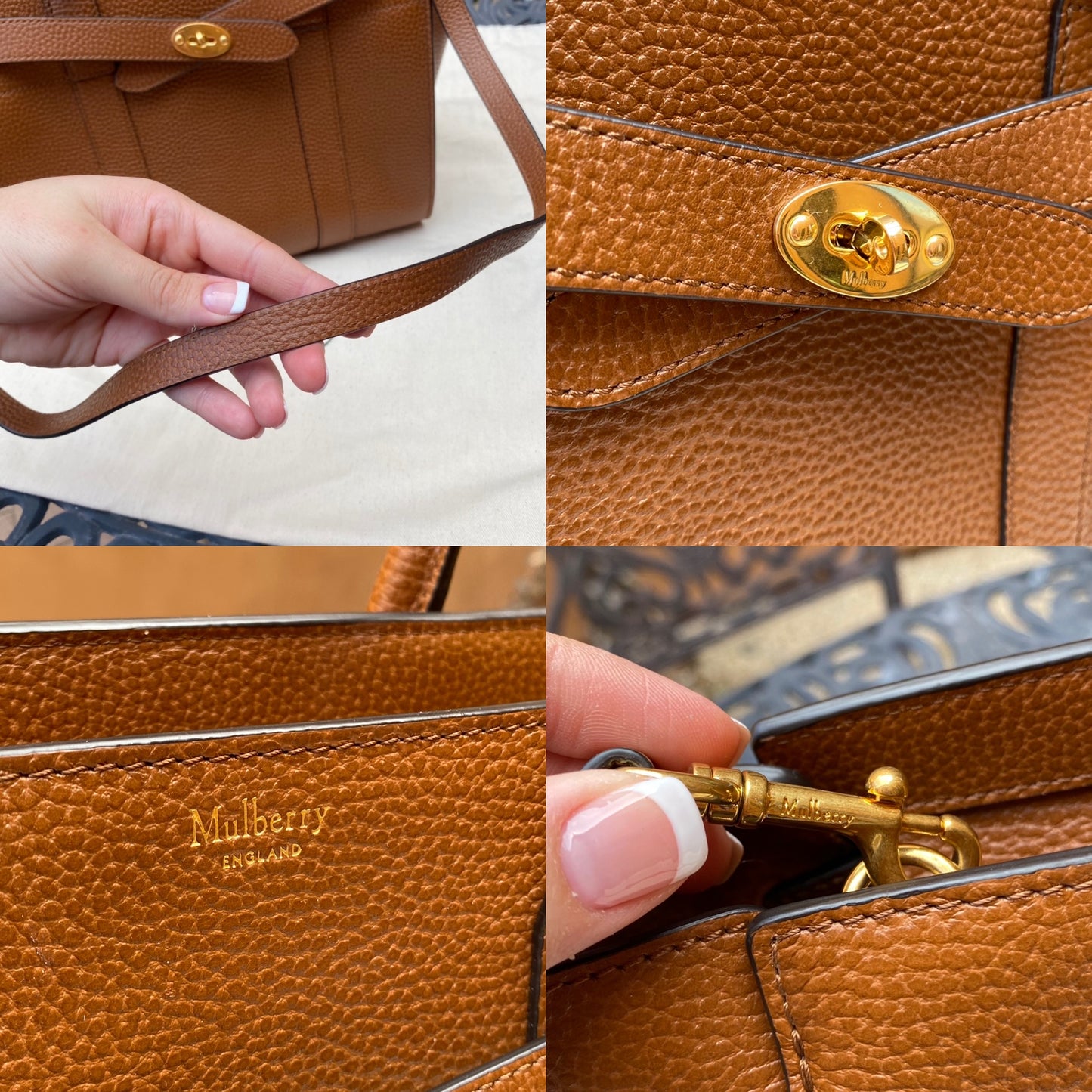 Mulberry Small Zipped Bayswater Grained Leather Tote