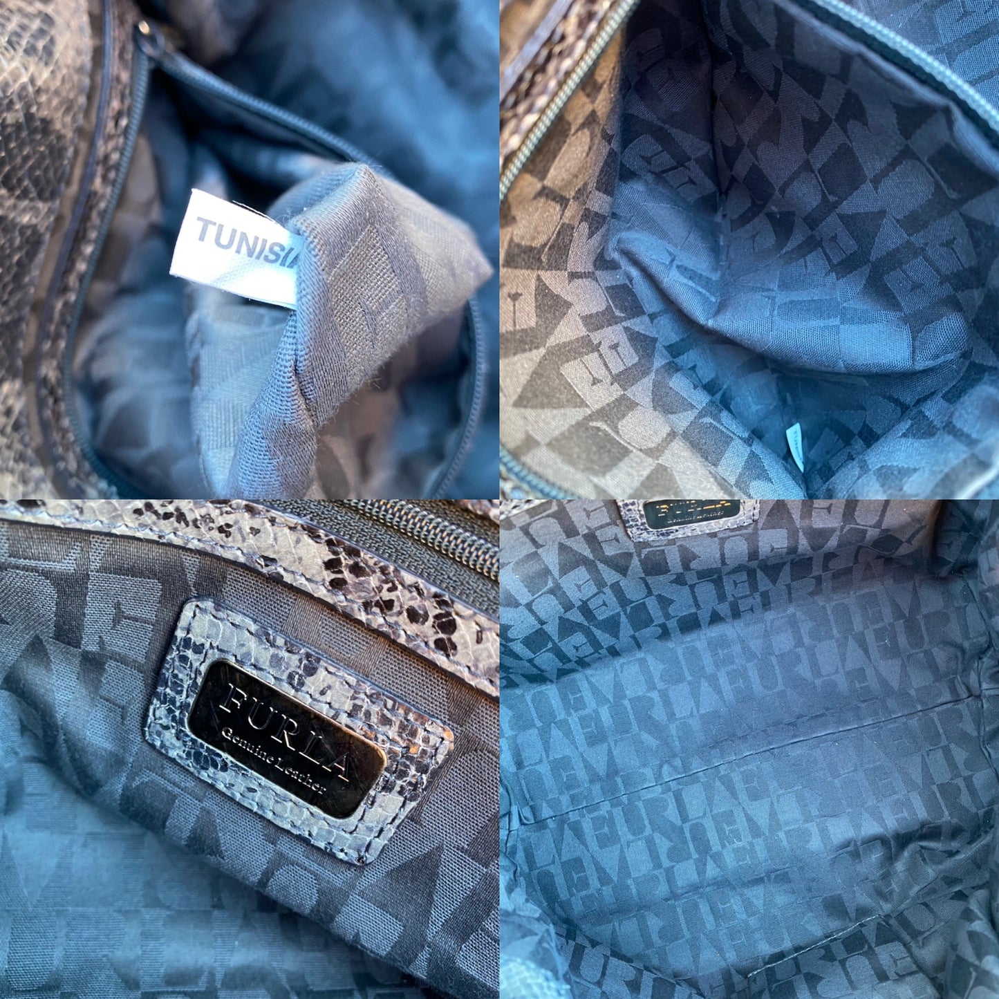 Furla Snakeskin Embossed Leather Bag