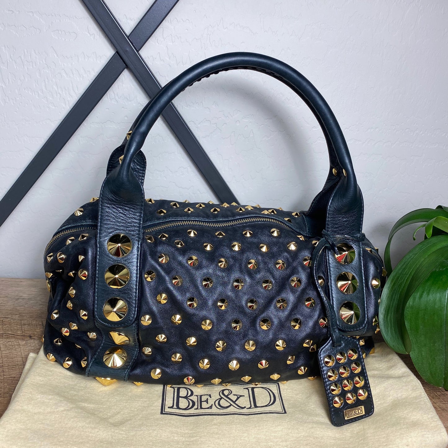 Be&D Garbo Studded Lamb Leather Satchel
