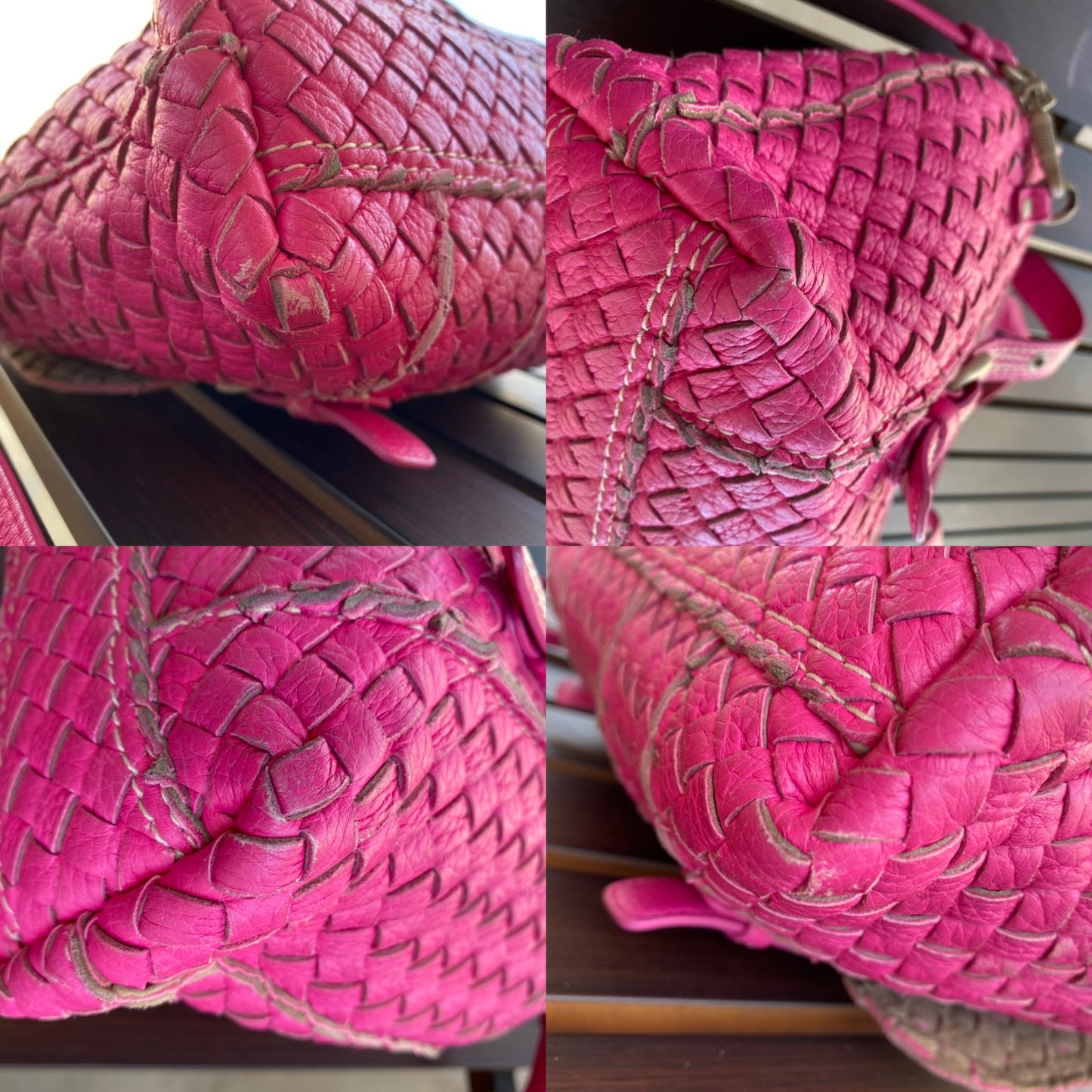 Bottega Veneta Intrecciato Vivo Cervo Woven Leather Satchel