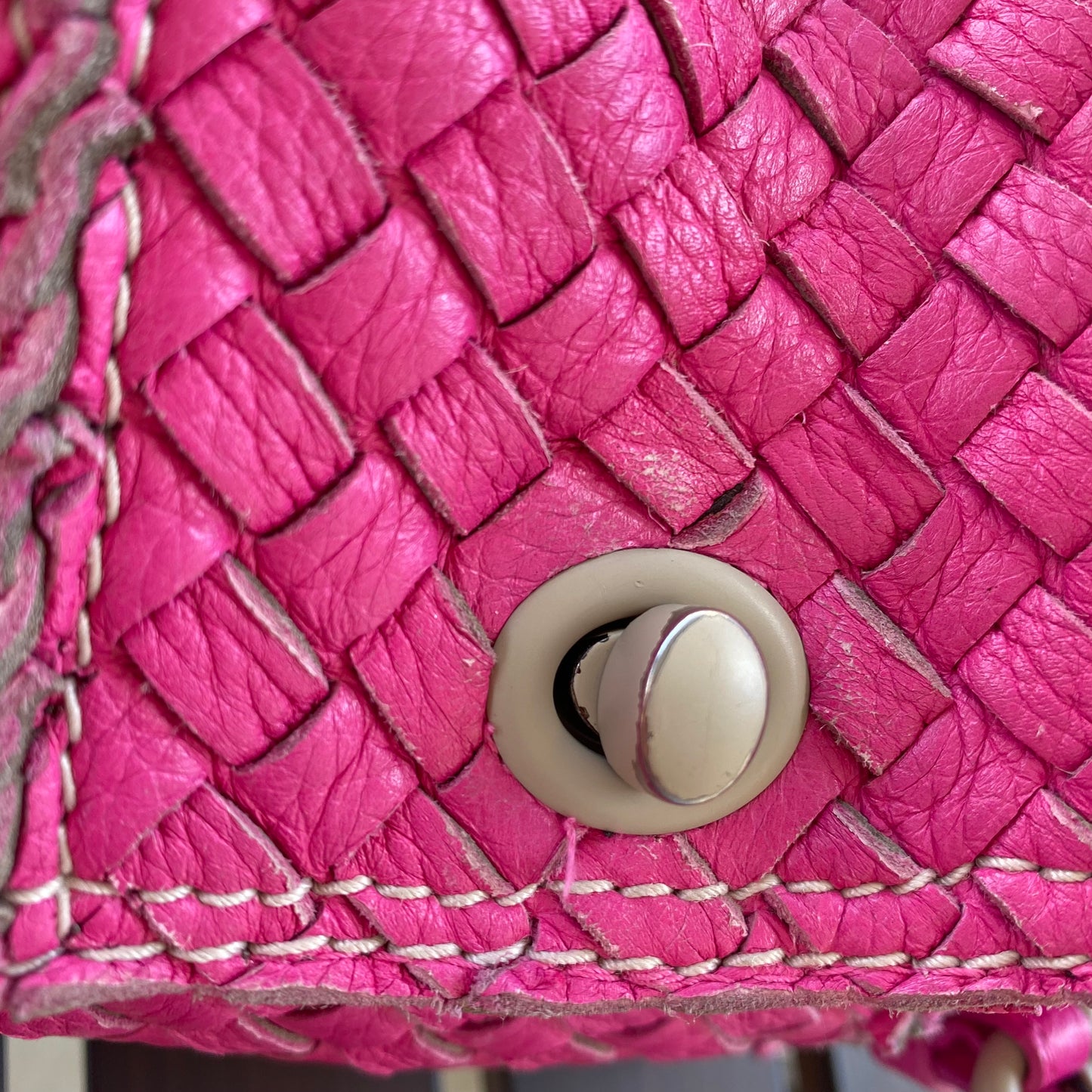 Bottega Veneta Intrecciato Vivo Cervo Woven Leather Satchel