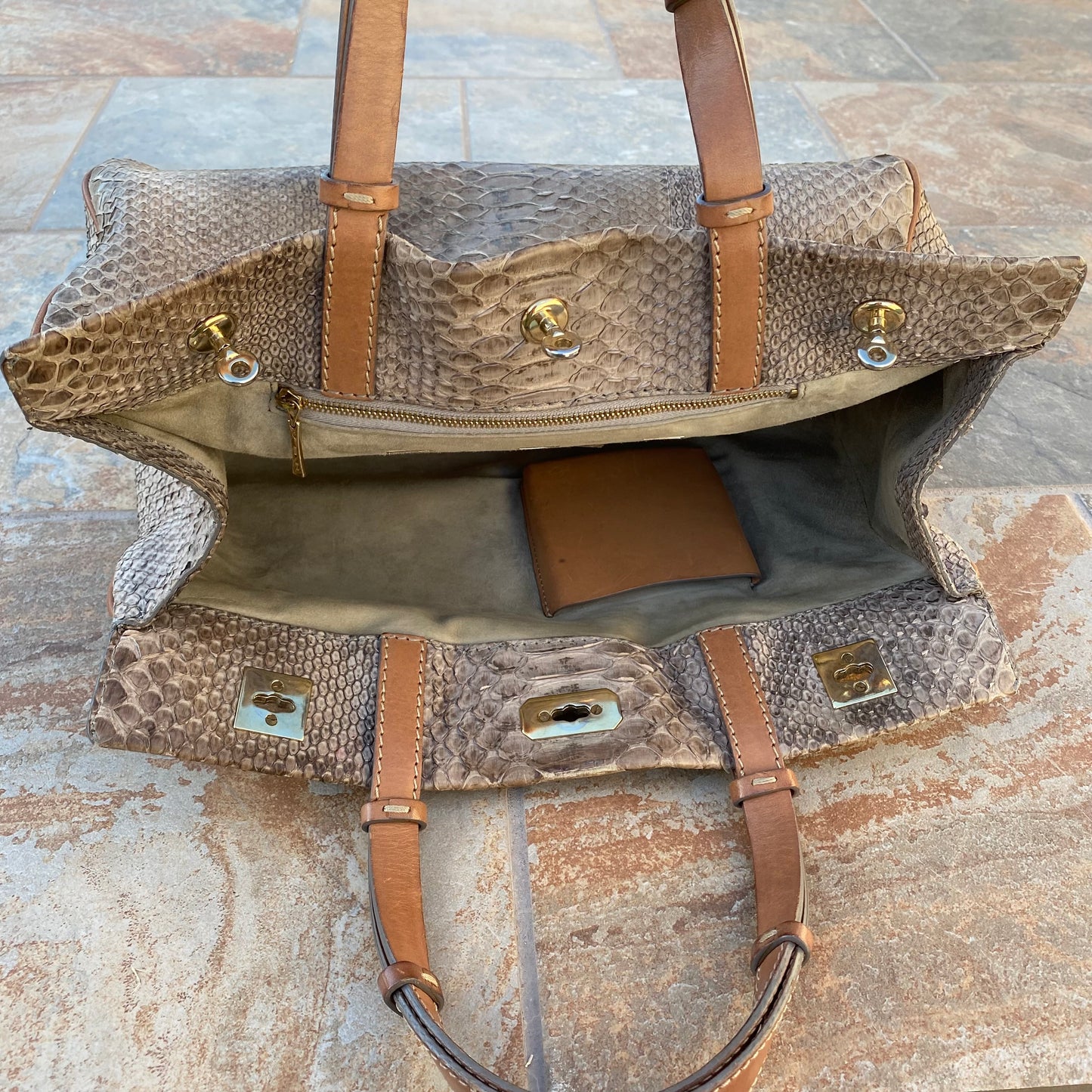 VBH Vault Turnlock Python Leather Satchel