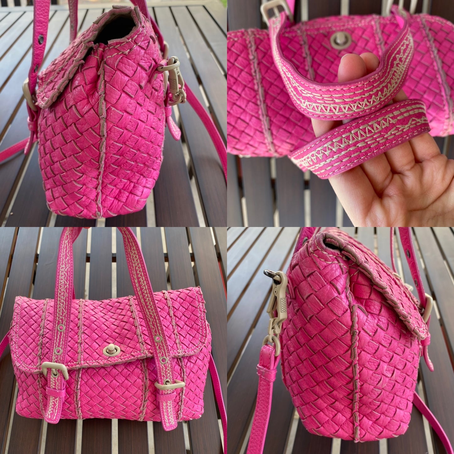Bottega Veneta Intrecciato Vivo Cervo Woven Leather Satchel
