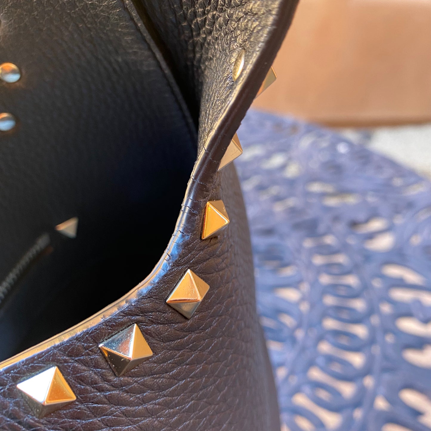 Valentino Garavani Large Rockstud Calf Leather Hobo