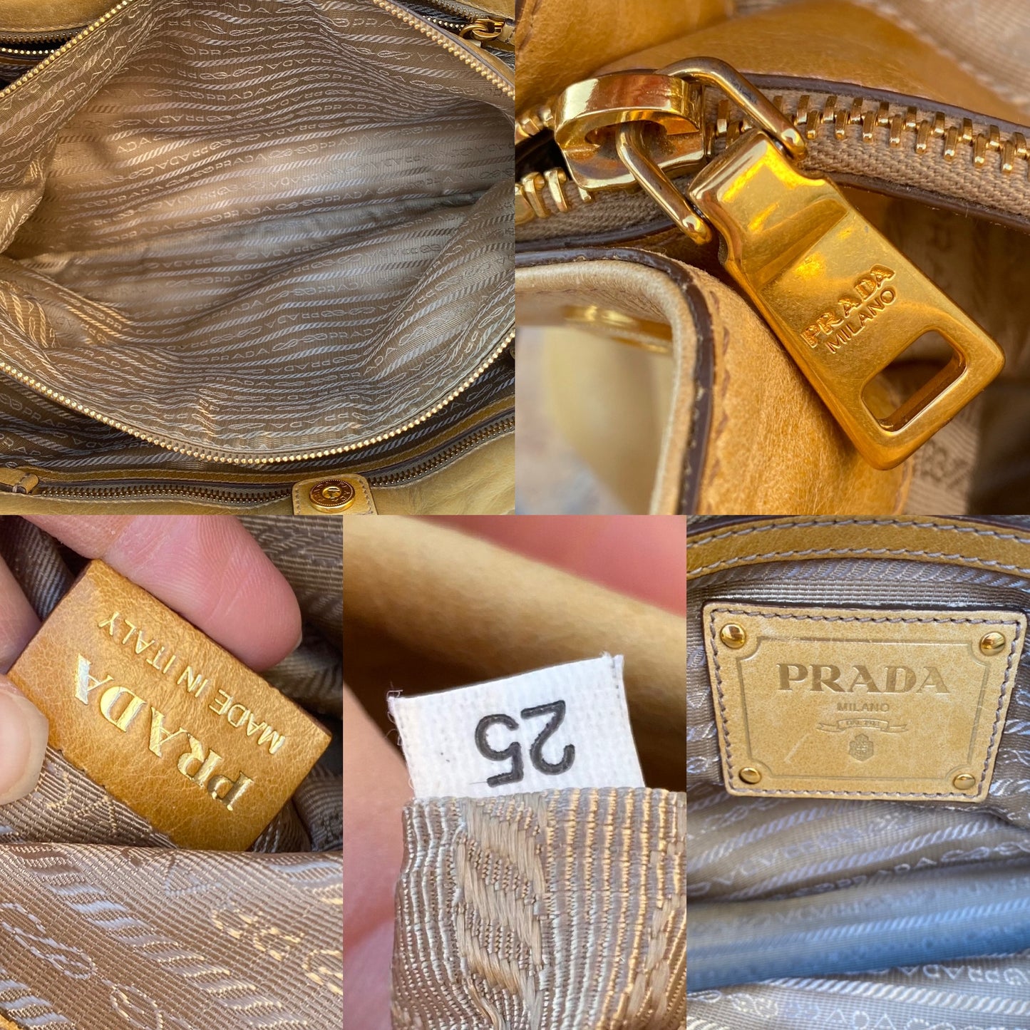 Prada Glazed Calf Leather 2 Way Tote Bag