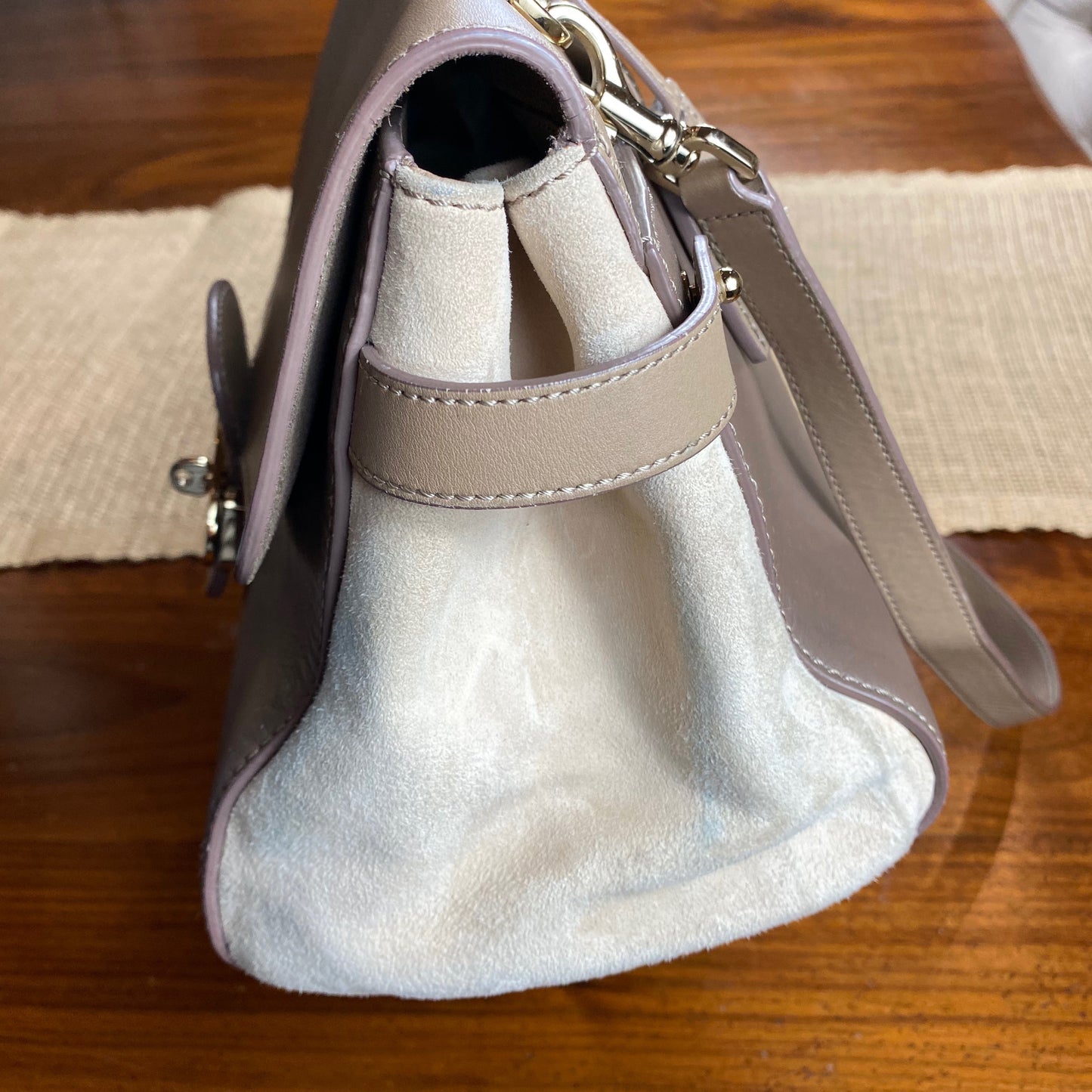 Mulberry Polished Calfskin Suede Primrose Satchel Crossbody