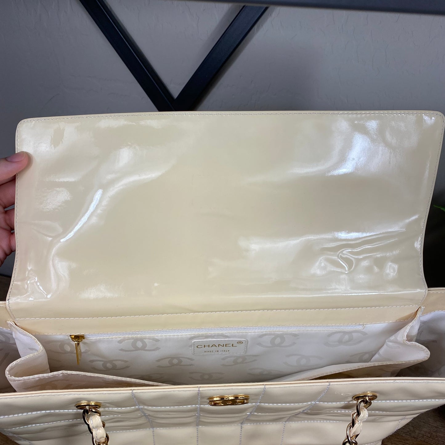 Chanel Chocolate Bar Patent Leather Tote