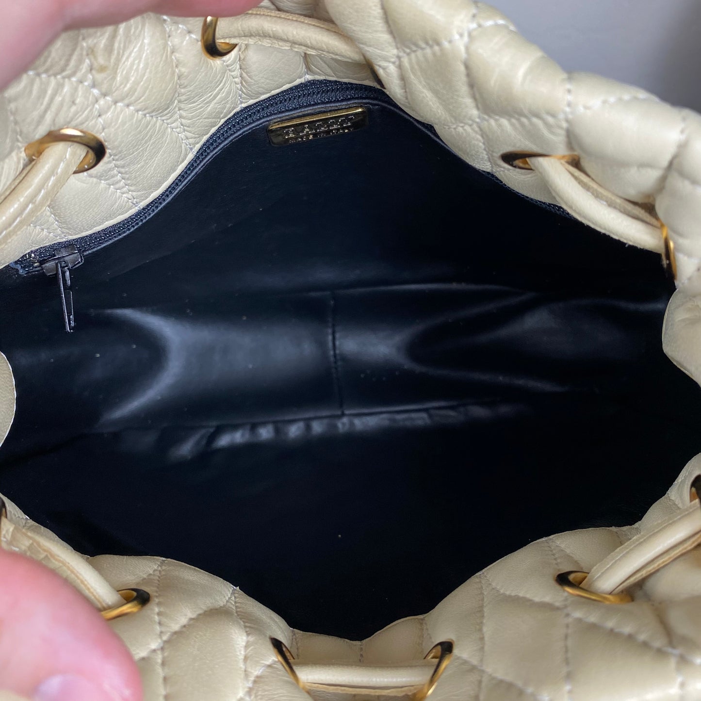 Bally Vintage Quilted Leather Drawstring Crossbody