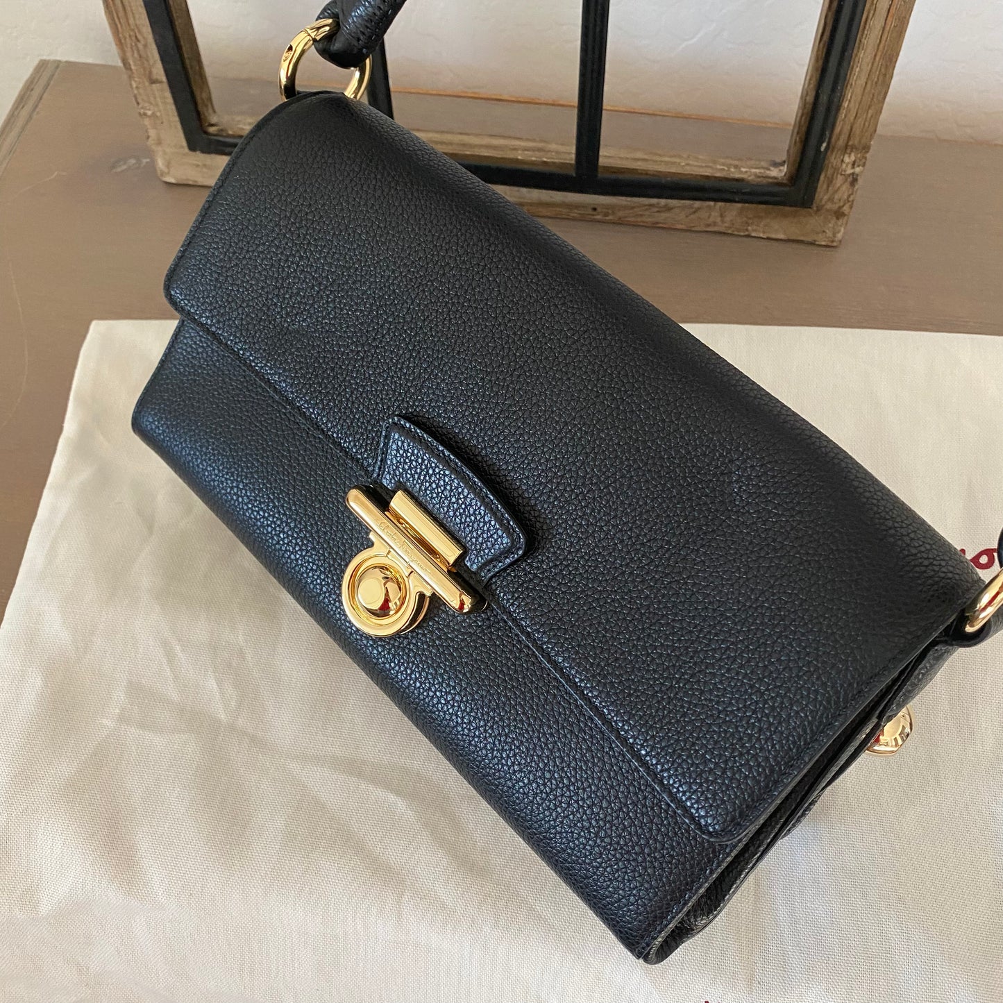 Salvatore Ferragamo Glam Gancio Leather Shoulder Bag