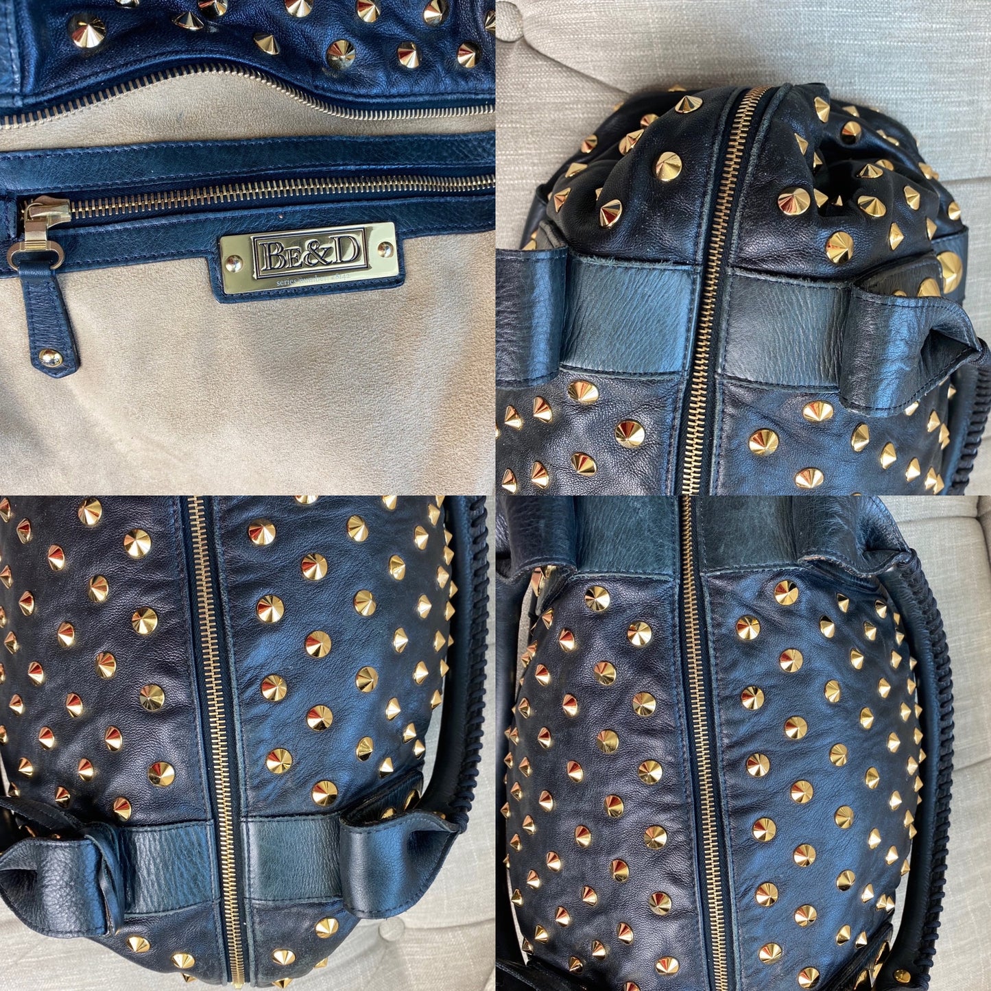 Be&D Garbo Studded Lamb Leather Satchel