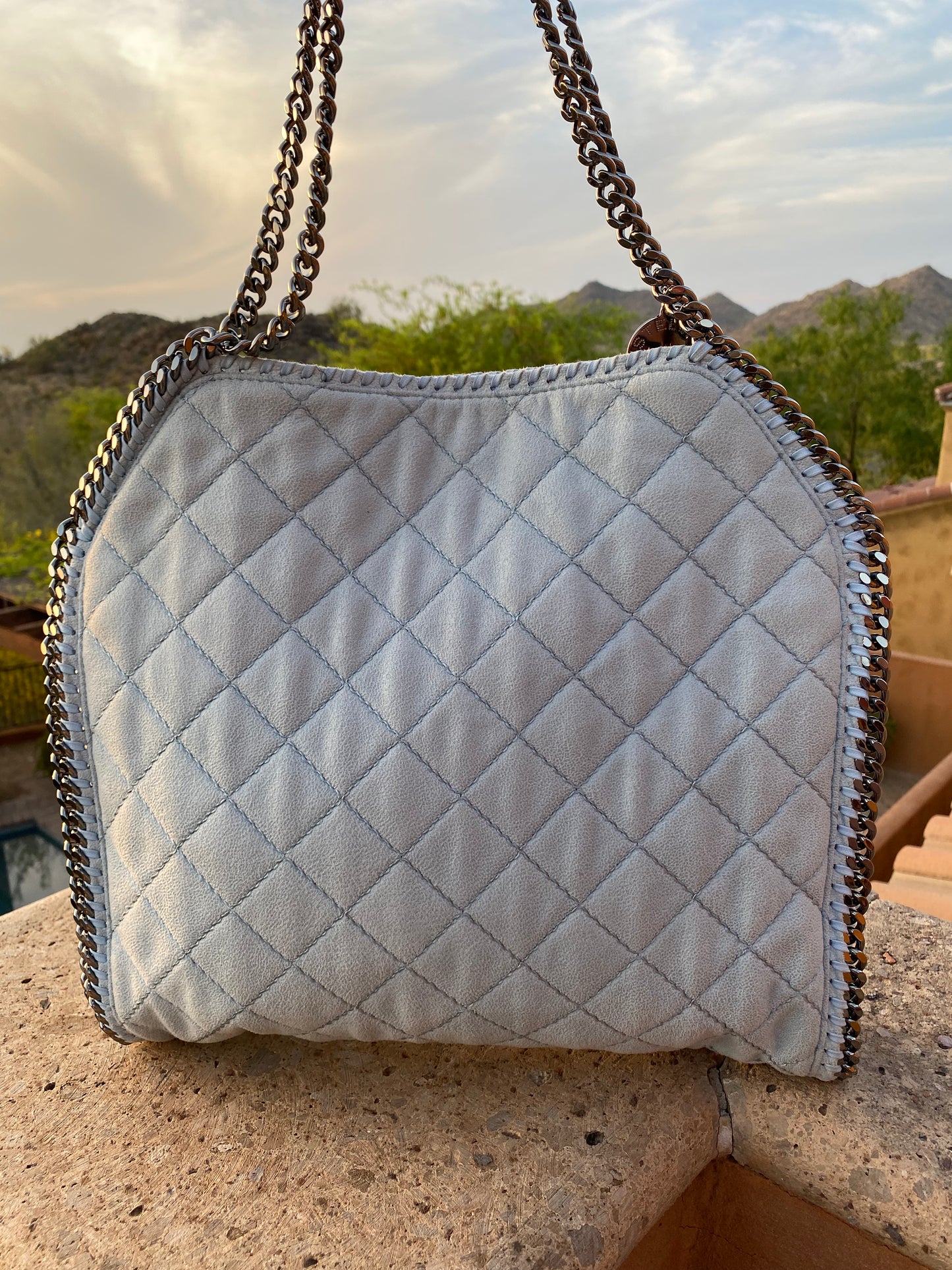 Stella McCartney Quilted Vegan Suede Falabella Shoulder Bag