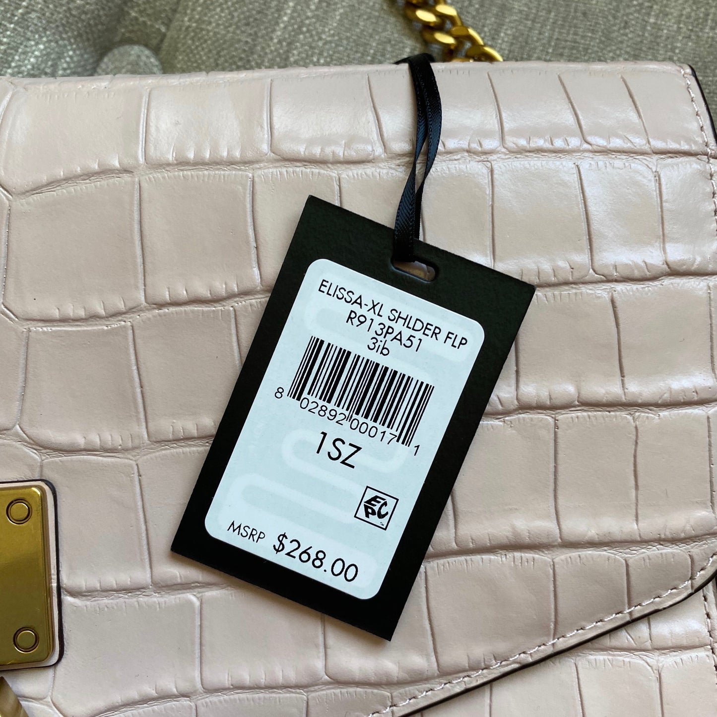 DKNY Elissa Embossed Leather Charm Chain Crossbody