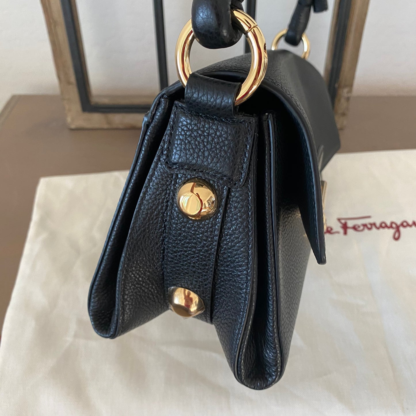 Salvatore Ferragamo Glam Gancio Leather Shoulder Bag