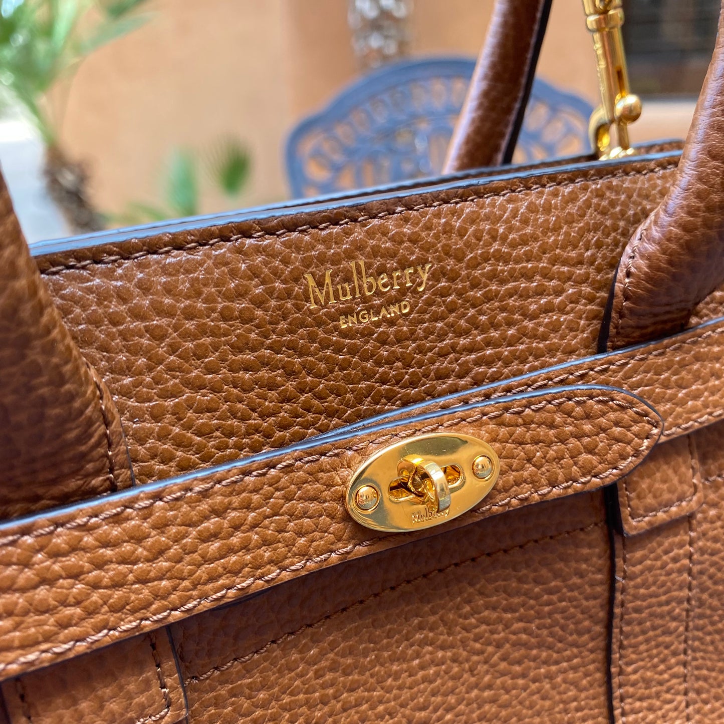 Mulberry Mini Zipped Bayswater Grained Leather Tote