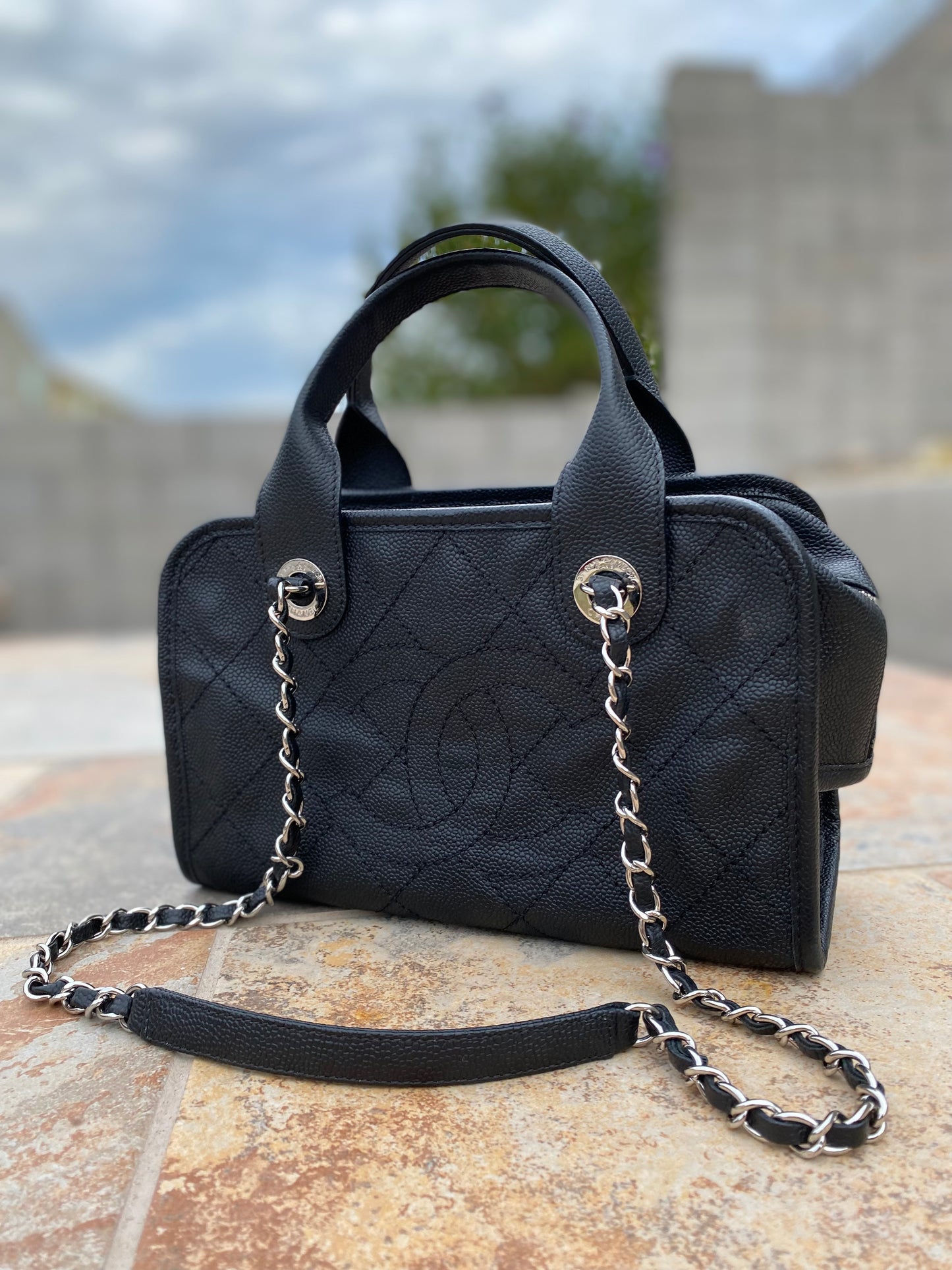 Chanel Small Deauville Caviar Bowling Bag