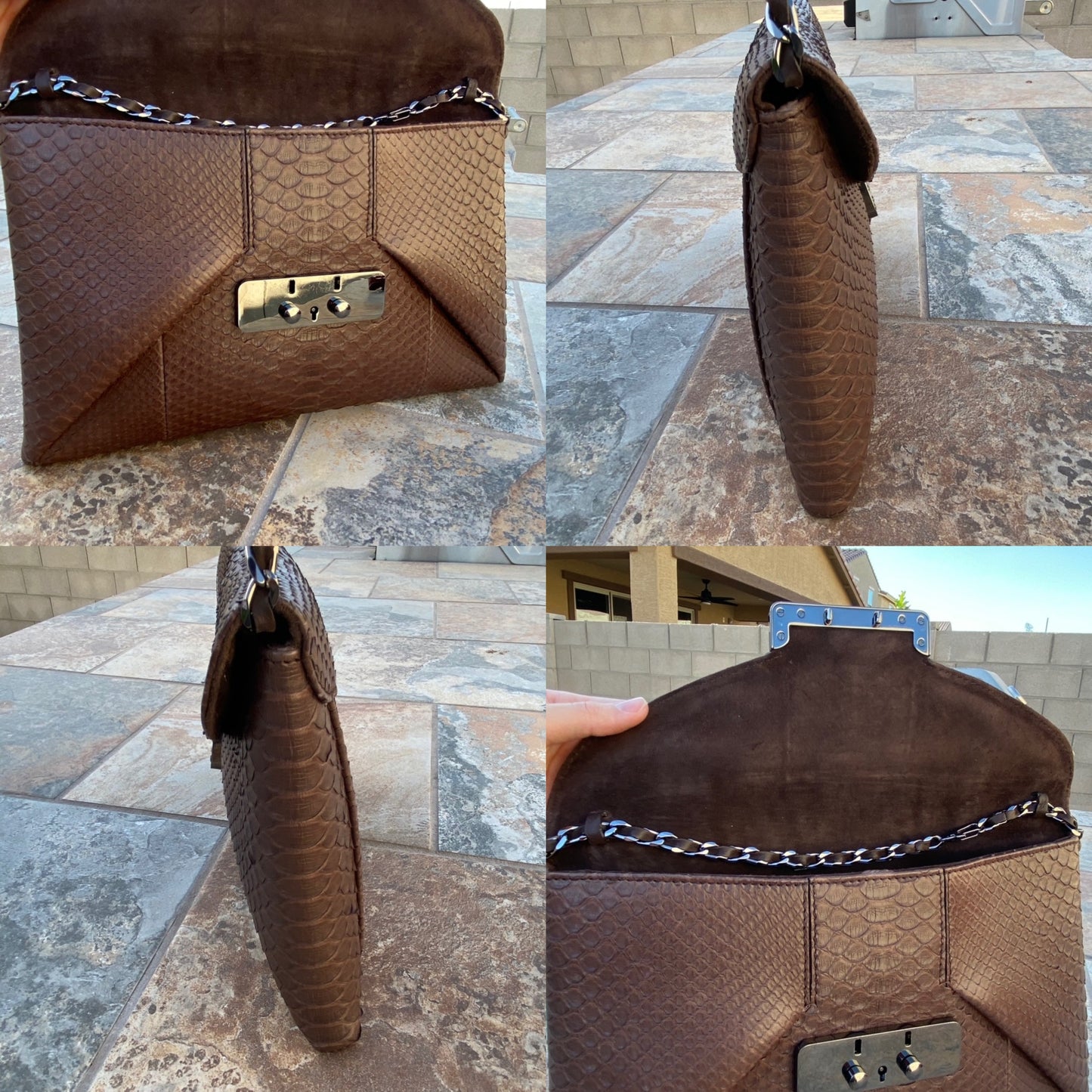 VBH Privé Python Leather Envelope Shoulder Bag