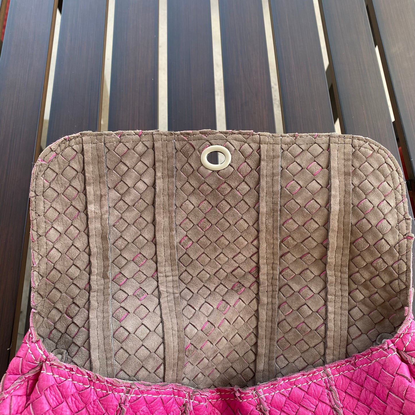 Bottega Veneta Intrecciato Vivo Cervo Woven Leather Satchel