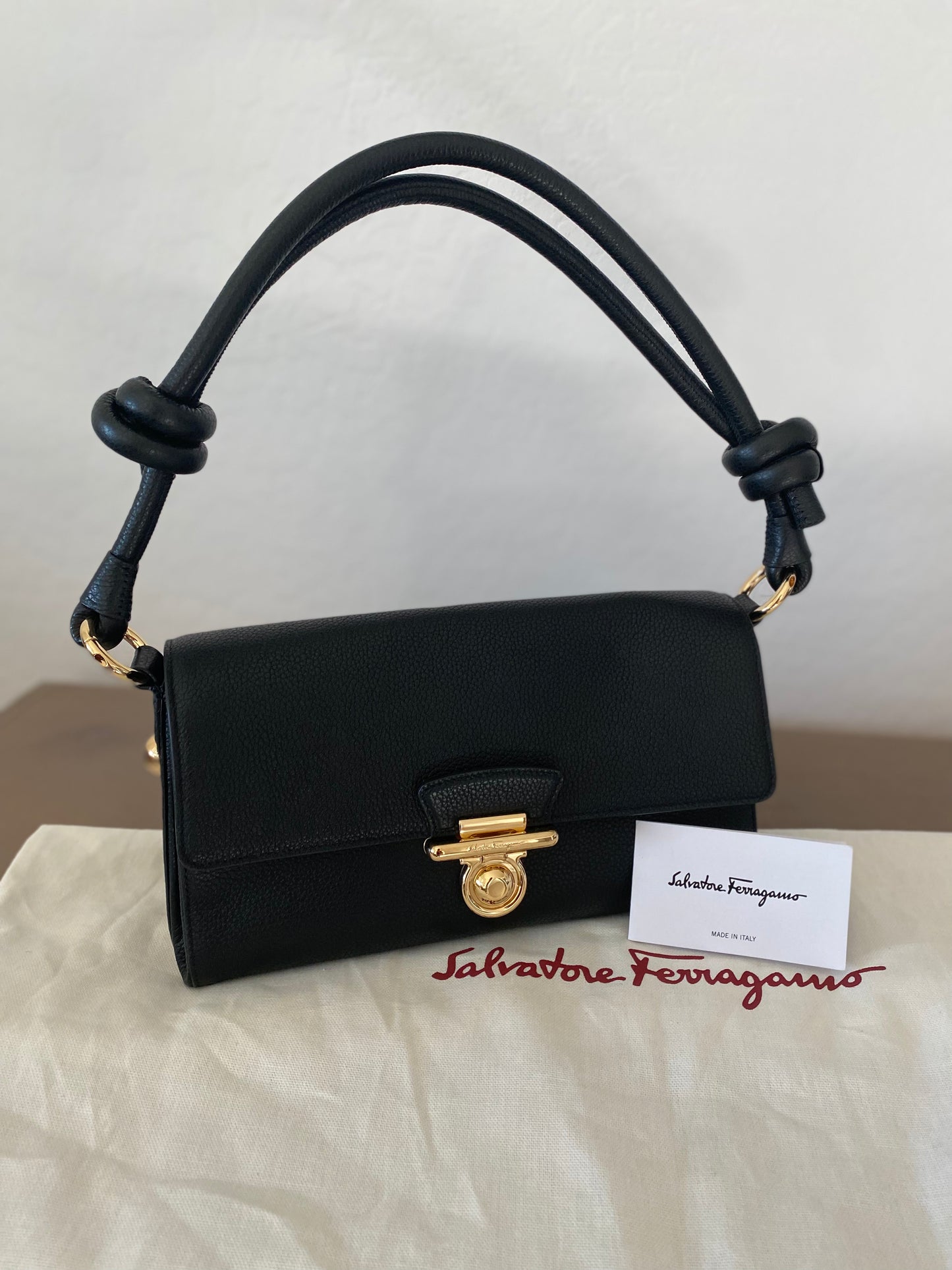 Salvatore Ferragamo Glam Gancio Leather Shoulder Bag