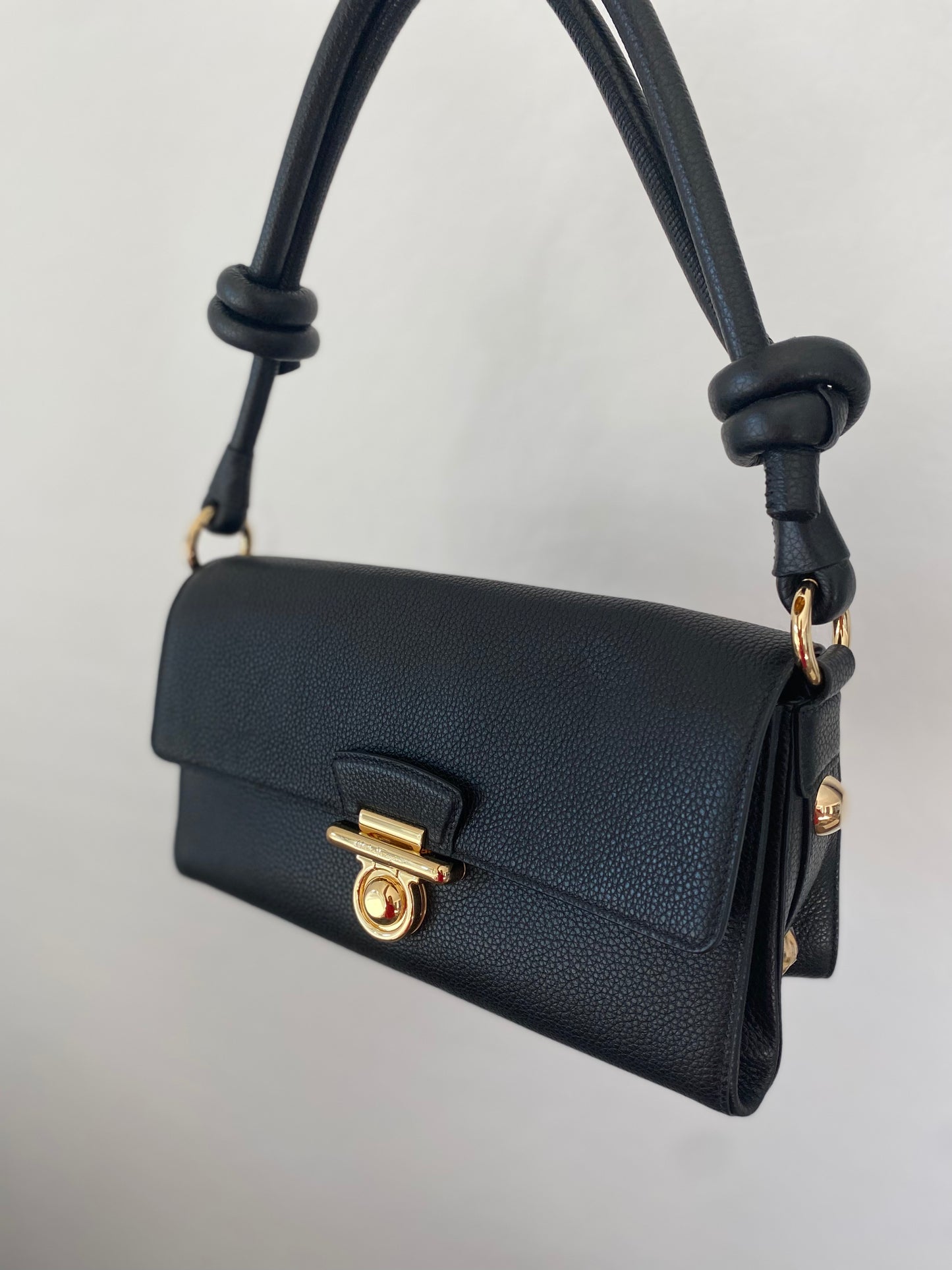 Salvatore Ferragamo Glam Gancio Leather Shoulder Bag