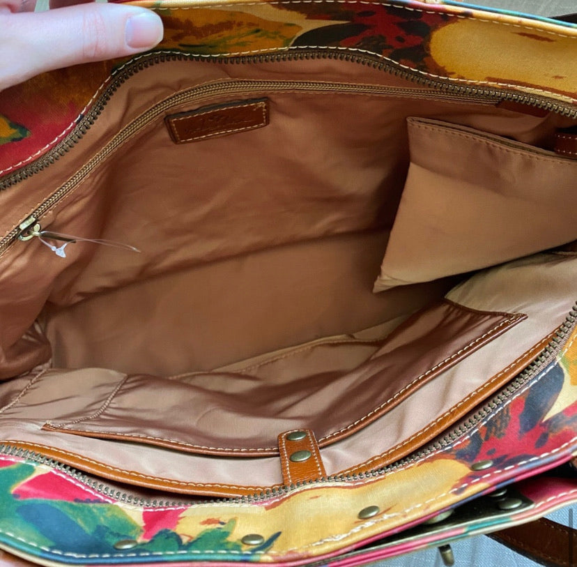 Patricia Nash Silvi Patina Coated Canvas Spring Multi Tote