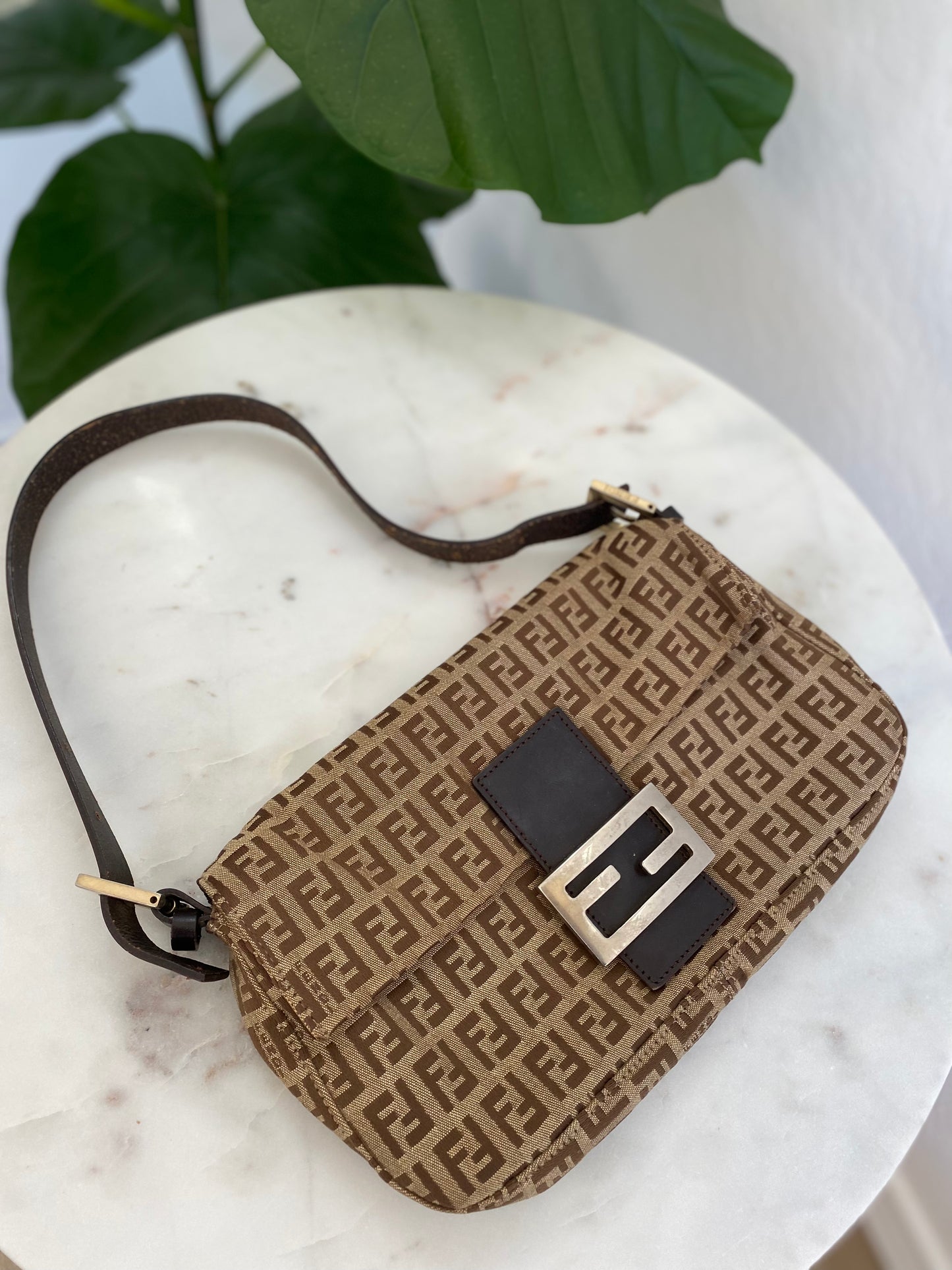 Fendi Vintage Zucchino Baguette Shoulder Bag