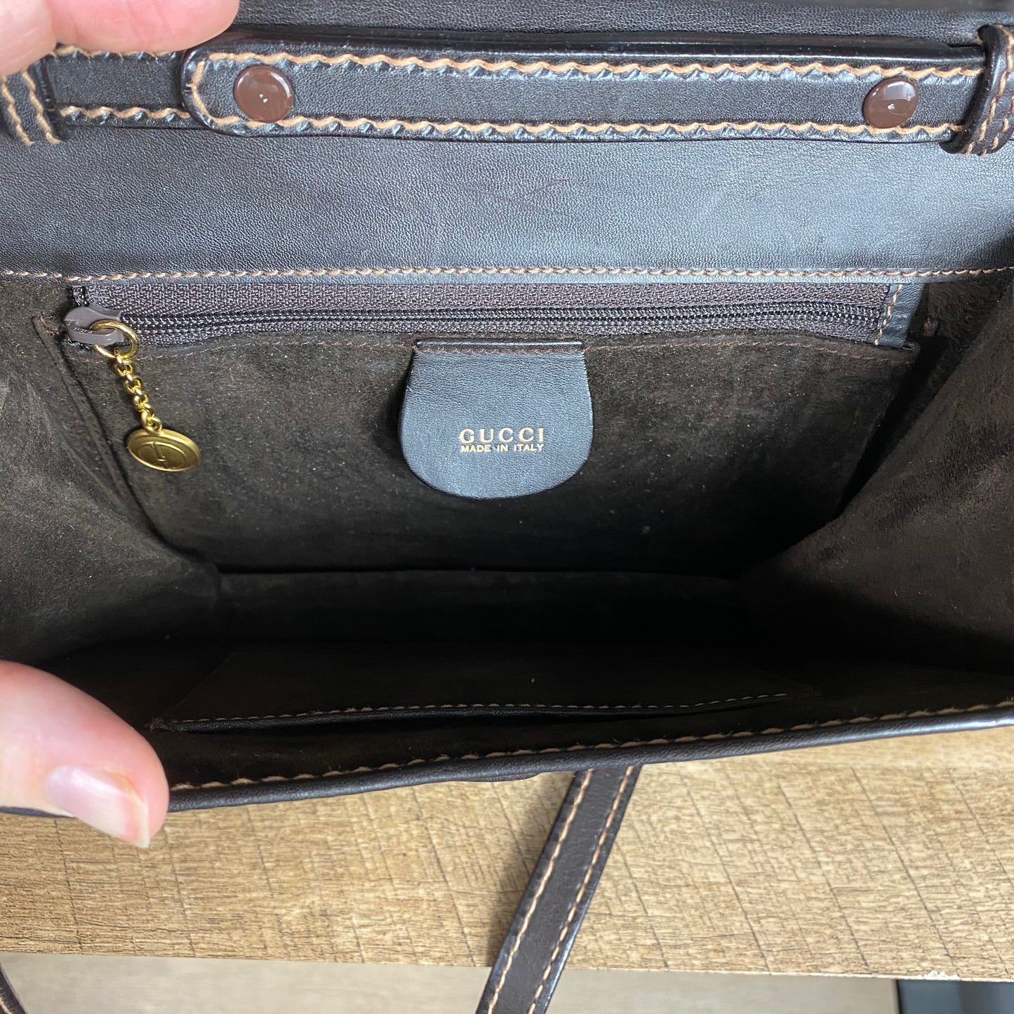 Gucci Stitched Leather Vintage Clutch Crossbody