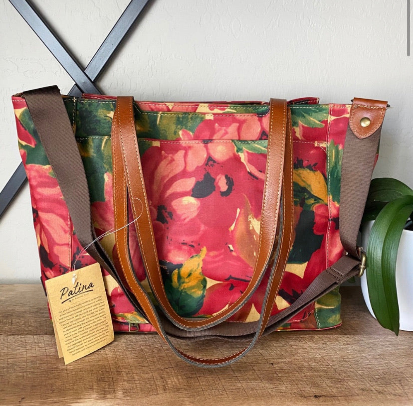 Patricia Nash Silvi Patina Coated Canvas Spring Multi Tote