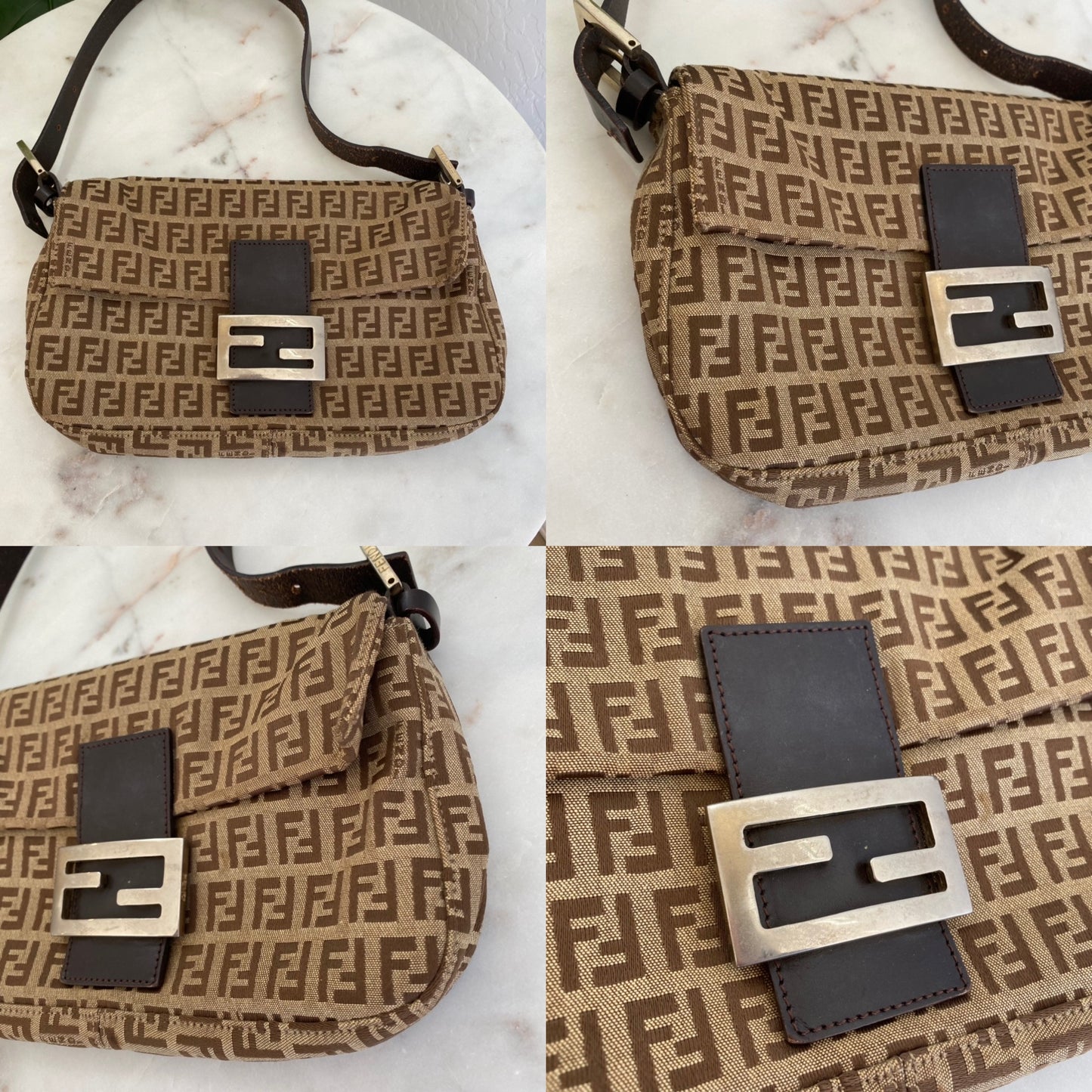 Fendi Vintage Zucchino Baguette Shoulder Bag