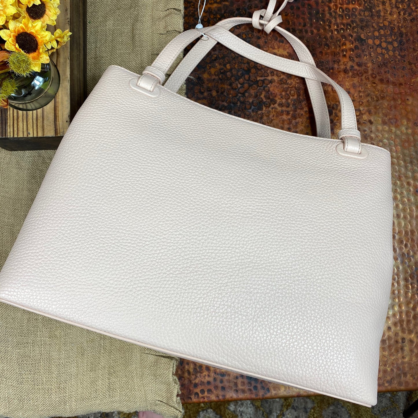 Tory Burch Thea Center Zip Leather Tote