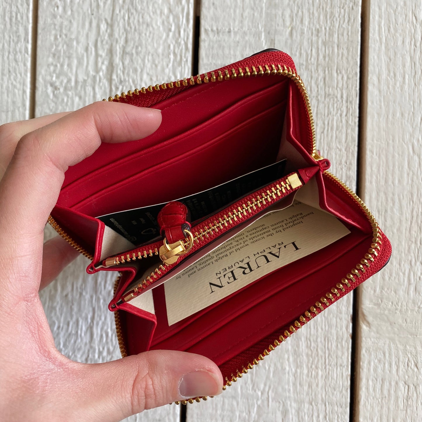 Ralph Lauren Zip Around Embossed Leather Wallet