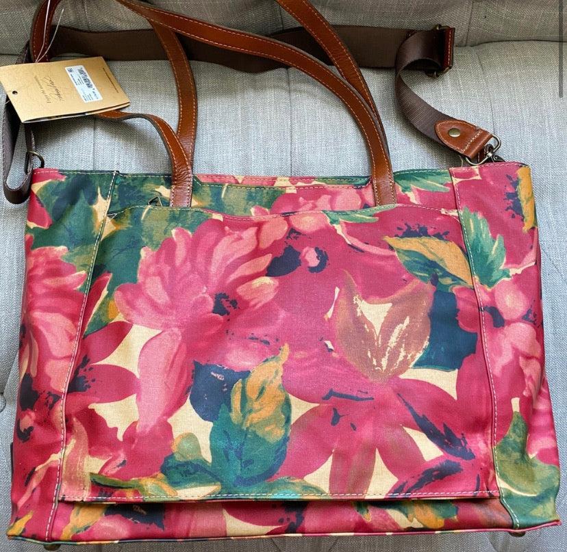 Patricia Nash Silvi Patina Coated Canvas Spring Multi Tote
