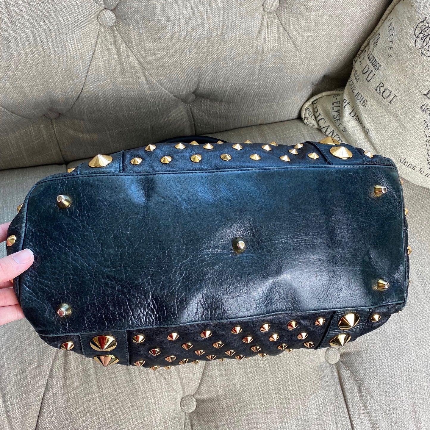 Be&D Garbo Studded Lamb Leather Satchel
