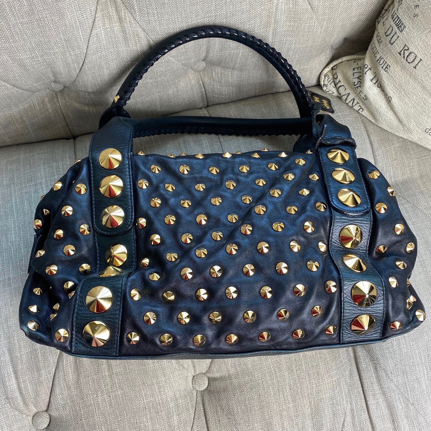 Be&D Garbo Studded Lamb Leather Satchel